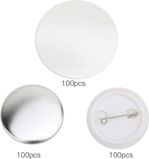 100 Sets Abzeichen Pin Button Teile aus Metall in Silber zum DIY Basteln, Durchmesser: 37 mm - Bild 1