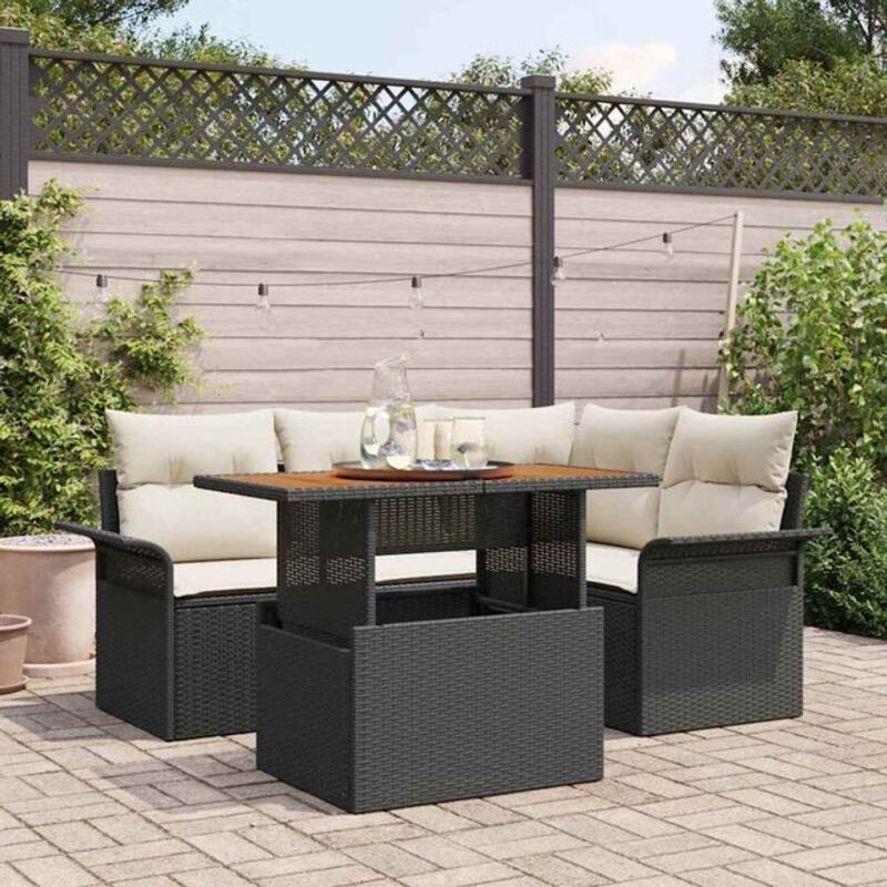 Vidaxl Garten-Sofa-Set aus Poly-Rattan mit Speicherfunktion in Schwarz - Bild 1
