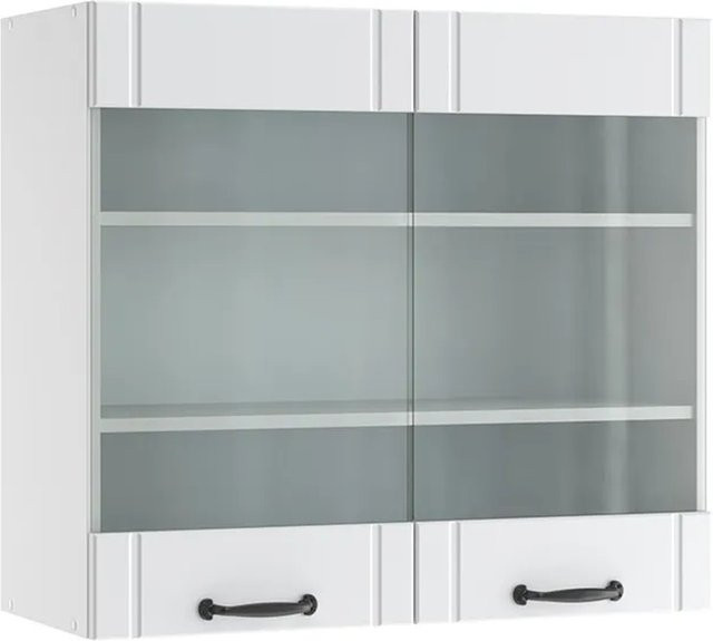 Vicco Hängeglasschrank Fame-Line in Weiß im Landhausstil mit Glastüren und Soft-Close-Funktion, Breite: 80 cm, Höhe: 72 cm, Tiefe: 34,1 cm - Bild 2