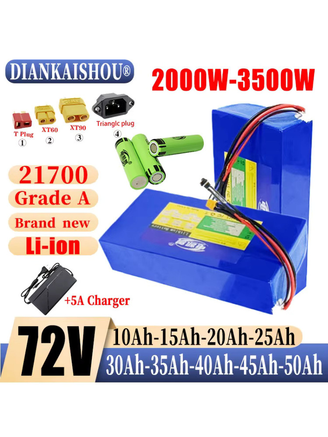 DIANKAISHOU Lithium-Batteriepack 72V 50Ah Hochleistungs-Akku mit BMS in Blau - Bild 4