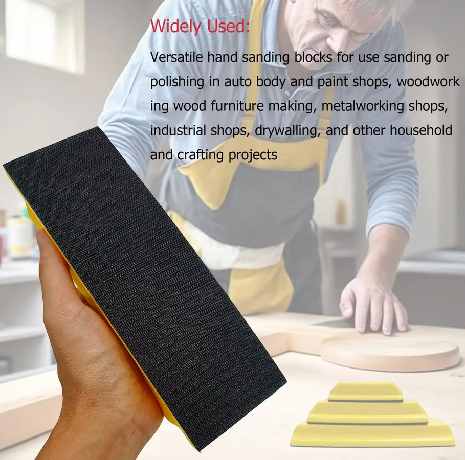 3-teiliges Vibratite Handschleifblock-Set mit Klettverschluss in Gelb zum Schleifen und Polieren - Bild 5