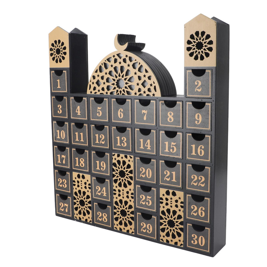Aimo Ramadan Holz Countdown-Kalender mit LED Licht und Schubladen im rustikalen Design - Bild 2