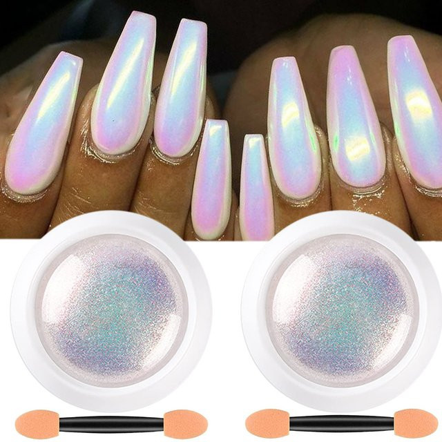 MingLee Nagelpulver Metallic, Perlweiß, Chrom Effekt - Bild 1
