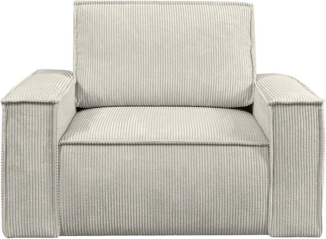 Vente-unique Sessel Amelia mit gerader Rückenlehne in Beige Cord Breite: 120 cm - Bild 1