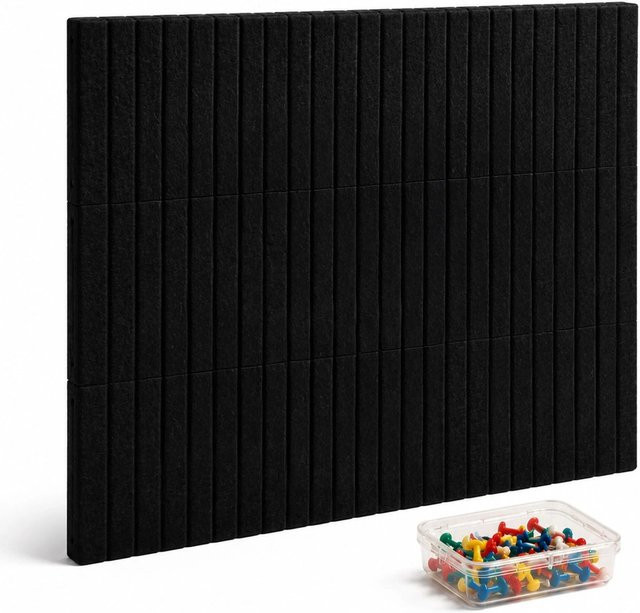 Relaxdays Filzpinnwand Set aus Akustikfilz in Schwarz, B: 120 cm, H: 90 cm - Bild 1