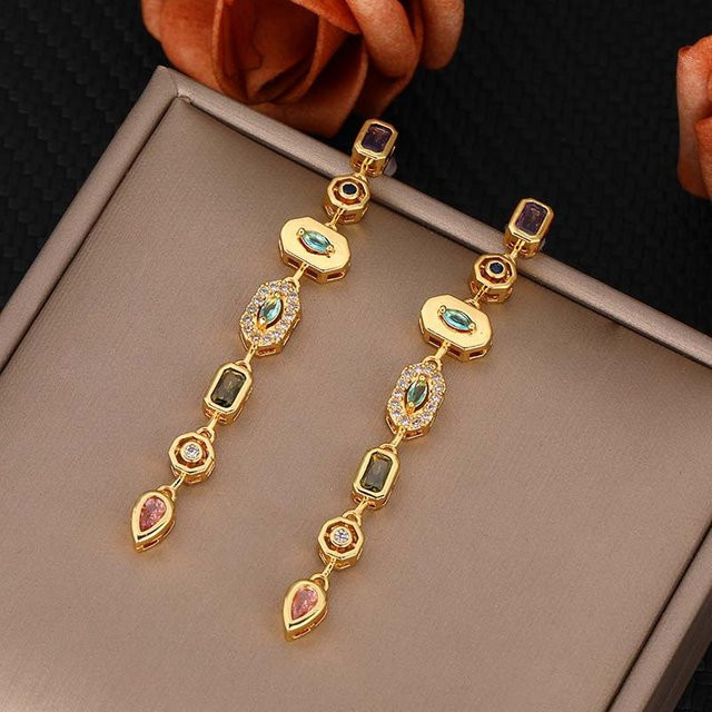 YULIN Quastenohrringe, Gold, Zirkonia, Damen, Vintage - Bild 1