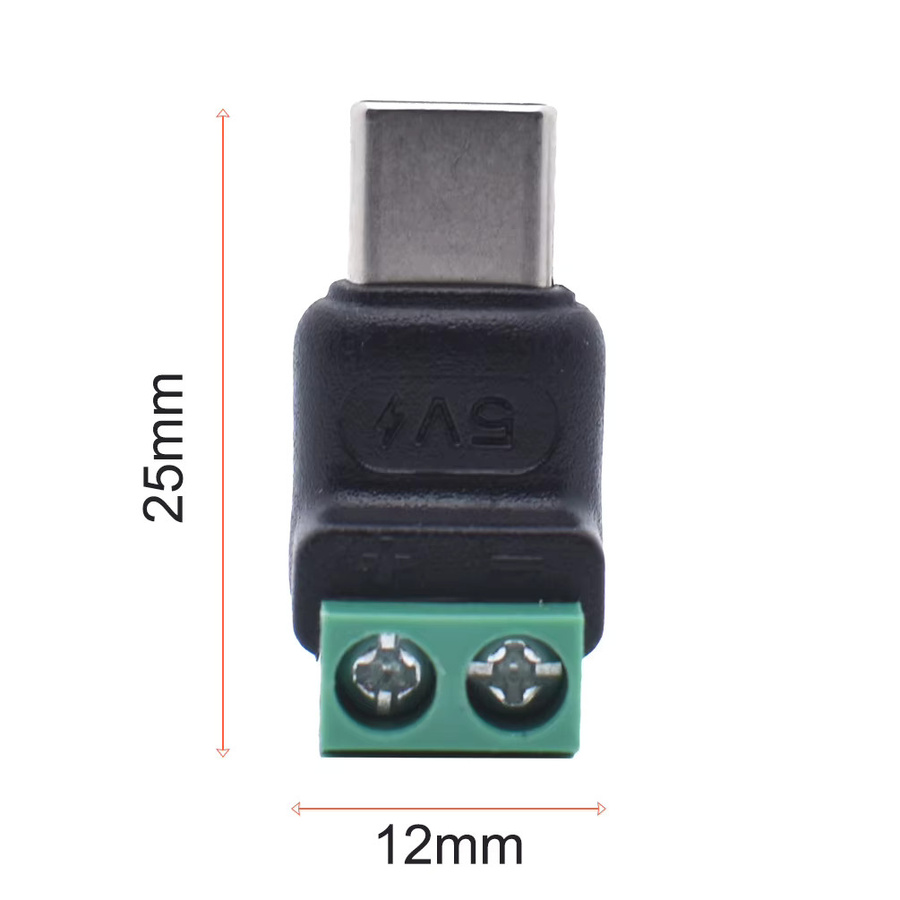 FRHY 5 Stück USB-C auf 2-Pin Adapter ohne Löten, grüner Schnellanschluss für Ladekabel, Handy und Powerbank, DIY Elektronik-Verbinder - Bild 2