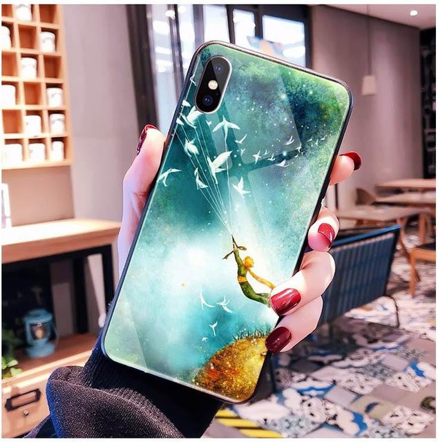 Handyhülle aus Glas mit Der kleine Prinz Fuchs Sternenhimmel Motiv für Samsung Galaxy S26 S25 S24 S23 S22 Ultra Plus FE in Transparent Multicolour - Bild 1