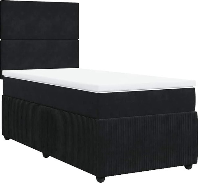 vidaXL Boxspringbett mit Matratze Schwarz Samt B/T/H: 90 x 200 cm - Bild 1