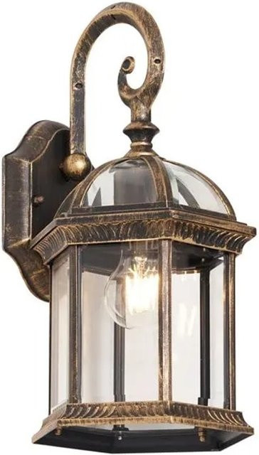 QAZQA Klassische Außenwandleuchte Glasgow in Antikgold mit Glas und IP44 Schutz - Bild 1