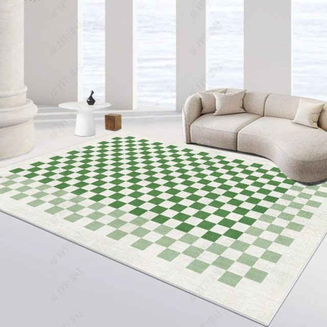 Lodestar Teppich Grün Kariert Modern und Waschbar für Wohnzimmer und Schlafzimmer B/T: 60 x 40 cm - Bild 1