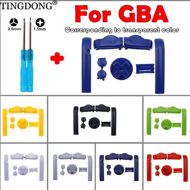 TingDong Ersatzteil-Set für GBA mit A B L R D-Pad-Tasten und Schraubendreher in Grau - Bild 1