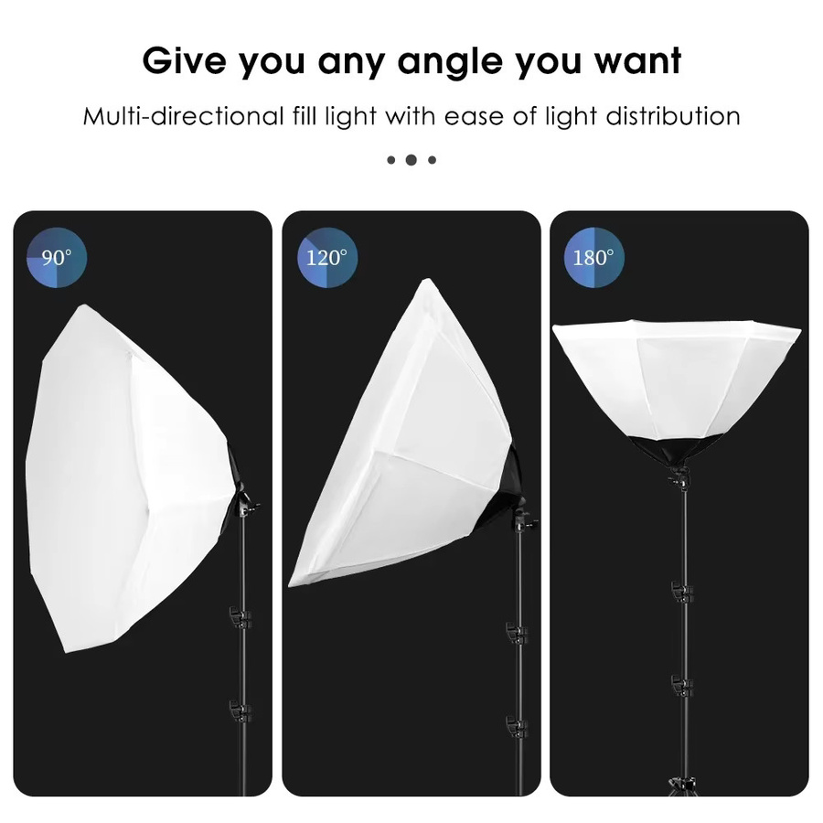 SH Softbox-Set mit 2m Stativ und Foto-LED-Licht für dein Fotostudio, 70 cm Durchmesser, Weiß - Bild 3