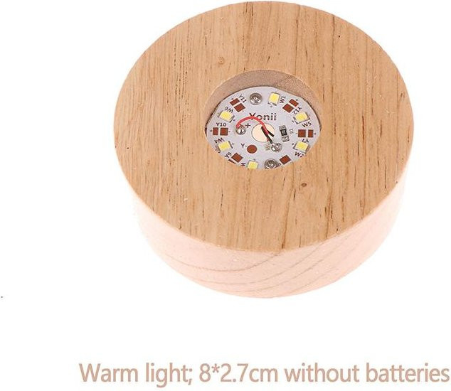 My Holiday Batteriebetriebener runder LED Lichtständer aus Holz für Glaskunst-Ornamente, warmweiß, Durchmesser: 8 cm, Höhe: 2,7 cm - Bild 1