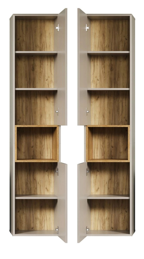 Badezimmer Hochschrank Jardins in Kaschmir und Eiche, B/T/H: 40 x 31 x 186 cm - Bild 6