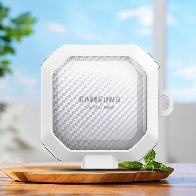 Transparente Kopfhörerhülle mit Carbon-Faser-Muster für Samsung Galaxy Buds Pro, Live 2, Buds 2, Buds Pro, Buds 9 Pro in Weiß - Bild 1