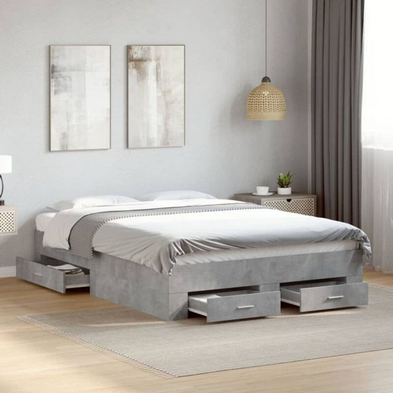Modernes Funktionsbett Vidaxl mit Schubladen aus Holzwerkstoff in Grau, B/T/H: 120 x 190 cm - Bild 1