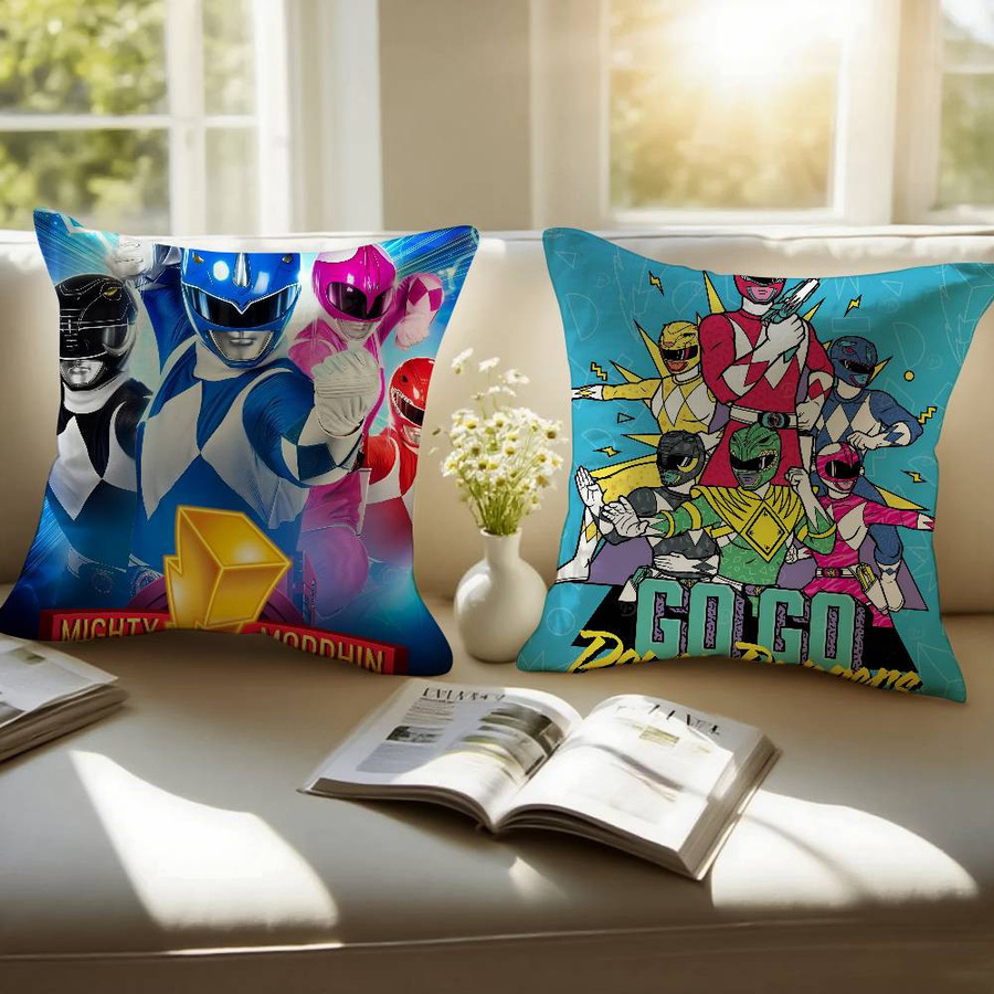 GUOYU HOMEDECOR Power Rangers Kissenbezug mit Motiv, Kurzplüsch, Multicolour, B/T/H: 30,48 x 30,48 x 0 cm - Bild 1