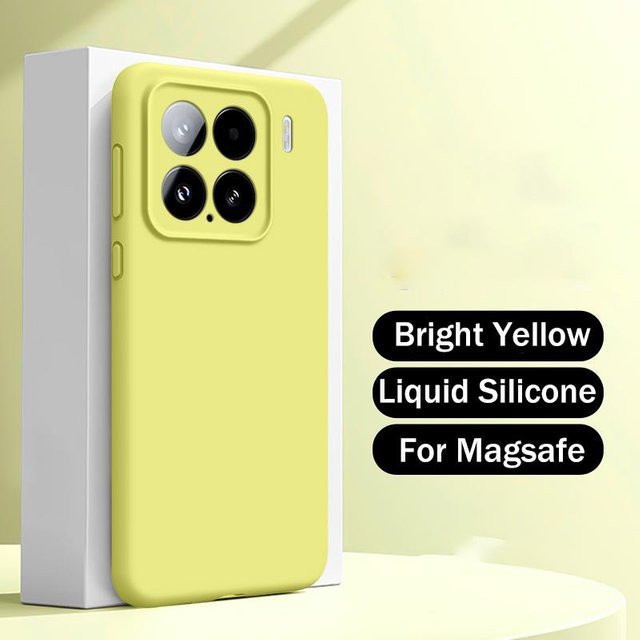 Magnetische Flüssigsilikon Hülle für Xiaomi Mi 15 14 13 12 Pro Ultra und Redmi K-Serie in Transparent oder Gelb - Bild 1