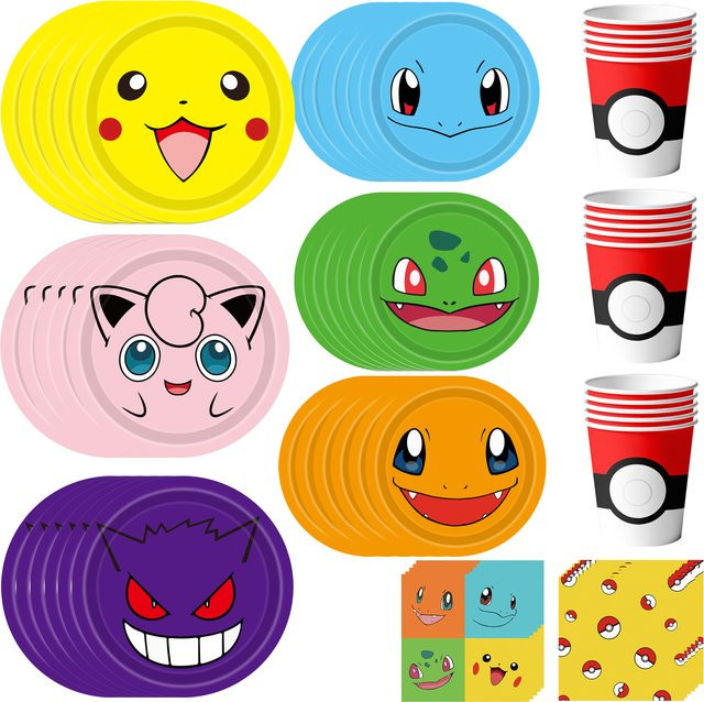 Potdemiel 120-teiliges Pokemon Party-Geschirr Set in Mehrfarbig für Kinder mit Tellern, Servietten und Bechern - Bild 1
