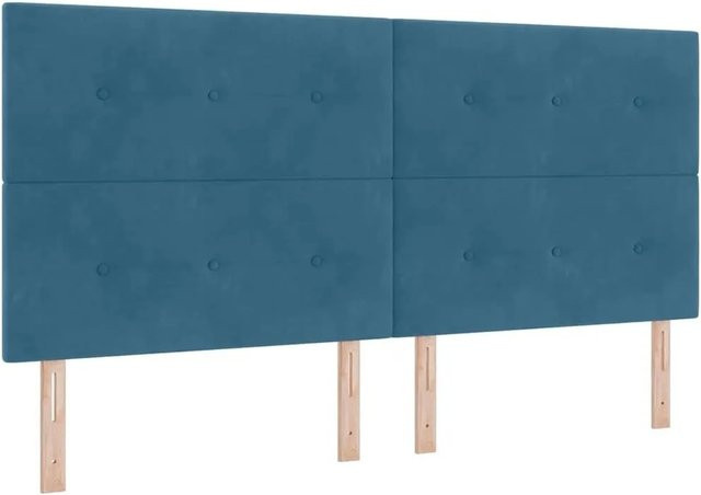 vidaXL LED Boxspringbett mit Matratze Dunkelblau Stoff B/T/H: 200 x 200 x 28 cm - Bild 1