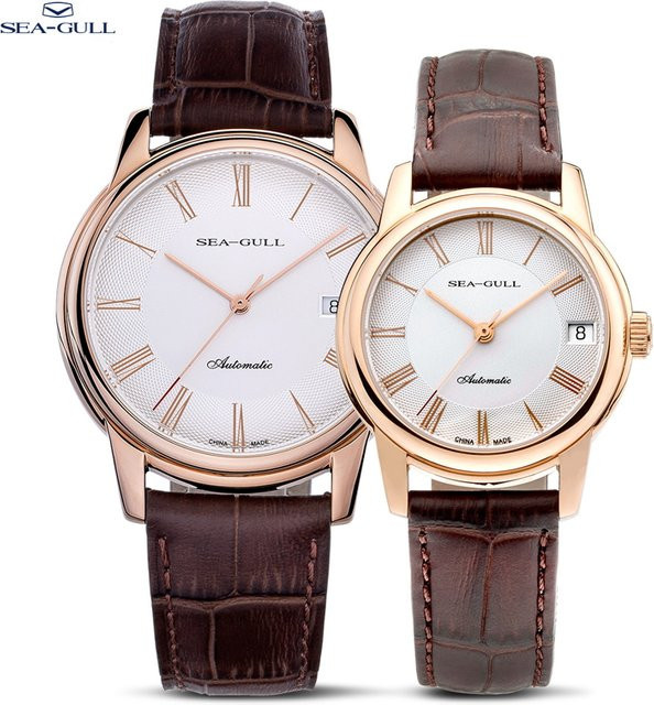 Seagull Armbanduhr, Automatik, Leder, Weiß, Herren - Bild 1