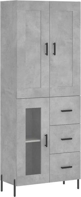 vidaXL Highboard Betongrau aus Holzwerkstoff und Metall mit Glas und Schranktüren, B/T/H: 69,5 x 34,0 x 180,0 cm - Bild 1