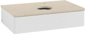 V&B Waschtischunterschrank Antao mit Frontstruktur in Weiß, B/T/H: 80 x 19 x 50 cm - Bild 1