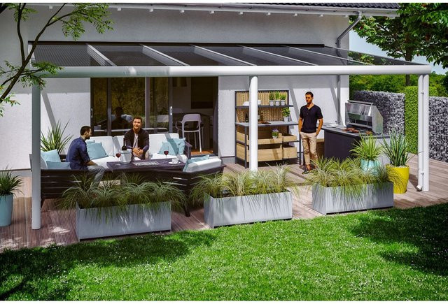 SKANHOLZ Terrassenüberdachung Garda Pultdach mit Polycarbonat-Dach in Weiß, B/T/H: 648 x 257 cm - Bild 1