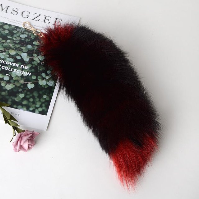 Schlüsselanhänger Fuchsschwanz Pelz, schwarz, 40 cm, Unisex - Bild 1