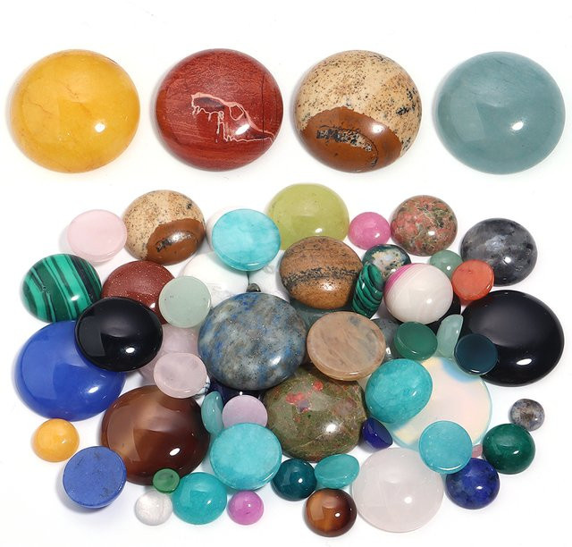 SAUVOO Perle, Natürliche Stein Cabochon, Bunt, Unisex - Bild 1
