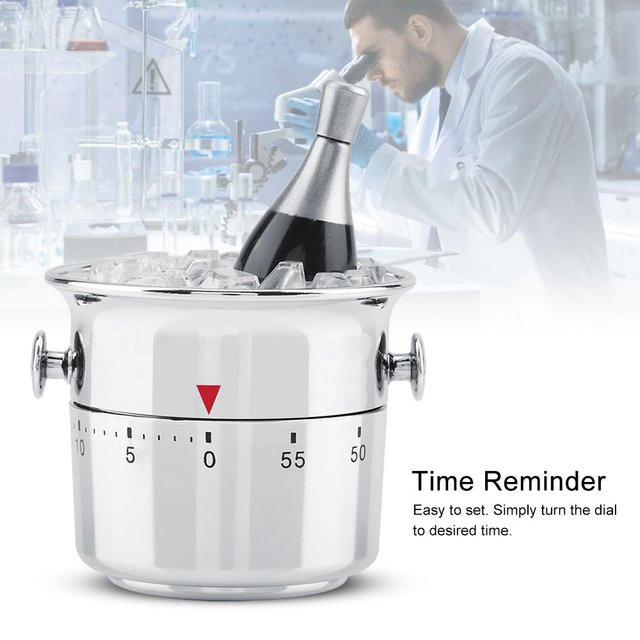 Mechanischer Küchentimer mfySpace in Silber, eimerförmiger 60-Minuten-Aufziehtimer aus Edelstahl - Bild 1