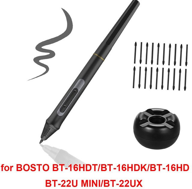 Bosto Wiederaufladbarer Digitaler Stift mit 8192 Druckstufen in Schwarz für 13HD, 16HD, 16HDK, 16HDT und 22UX - Bild 1
