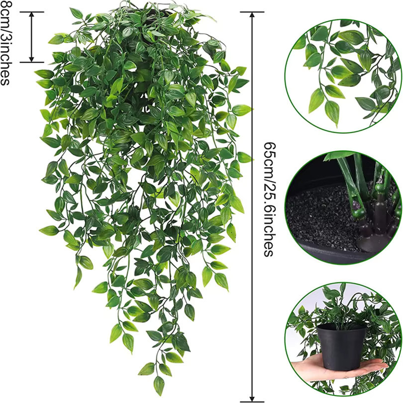 TTCY Künstliche Efeu-Pflanze in Grün mit Topf aus Kunststoff für Wanddeko und Garten - Bild 4