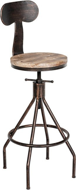 CLP Barhocker Hanam im Industrial-Look mit Holzsitz und Rückenlehne in Braun - Bild 1