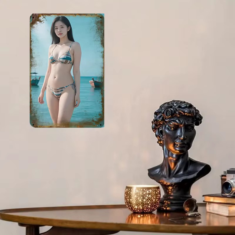 CIFBUY Retro-Streifen Metall-Wandkunst in Mehrfarbig, Geometrisches 2D-Dekor für Innen- und Außenbereich - Bild 5
