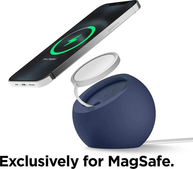 AILEHKUO Kugelförmiger Magnetischer Silikon-Ladeständer für MagSafe iPhone 15, Dockingstation Ladegerät in Schwarz - Bild 1