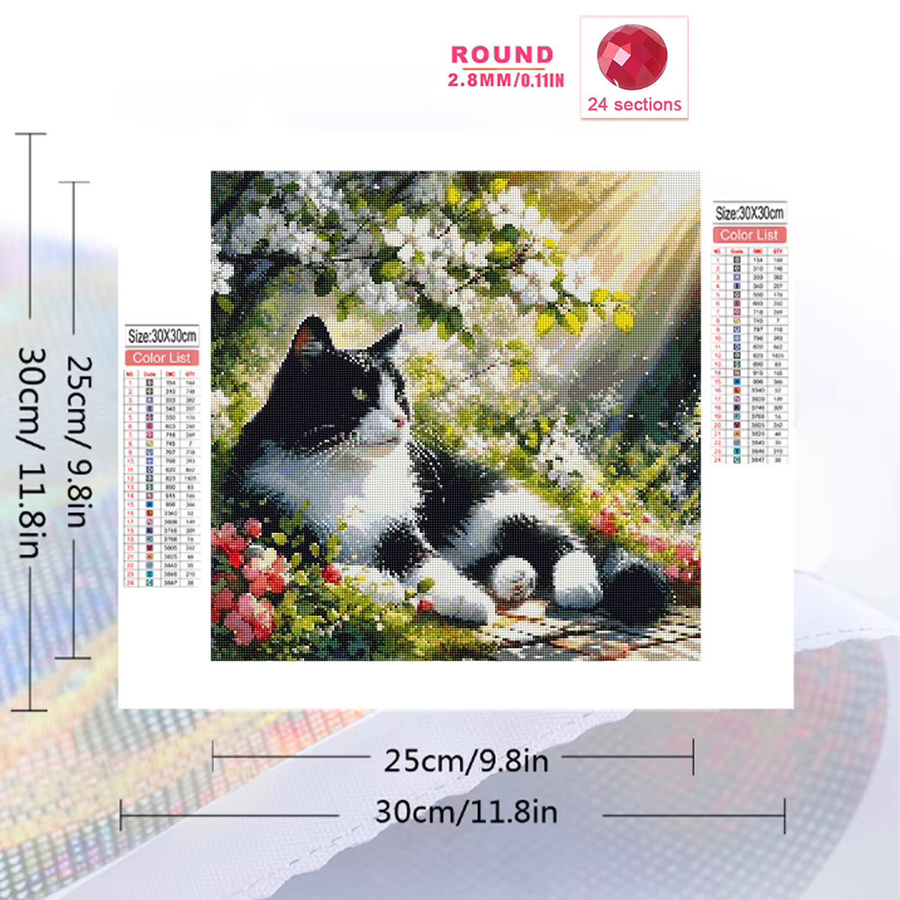 EverShine 5D-Diamant-Stickerei Set mit Katzen- und Blumenmotiv, buntes Diamant-Mosaik zum Selbermachen, B/B/B: 20 x 20 x 20 cm - Bild 2
