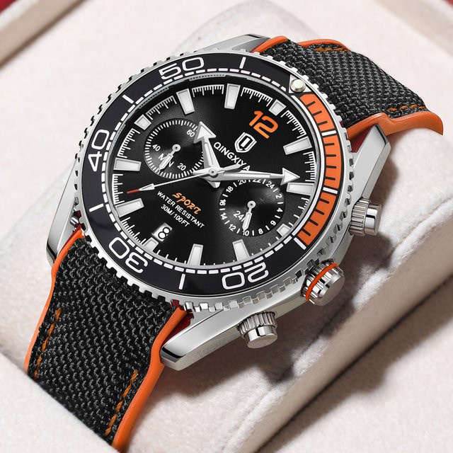 QINGXIYA Armbanduhr Chronograph, Quarz, Silikon, Herren, Weiß - Bild 1