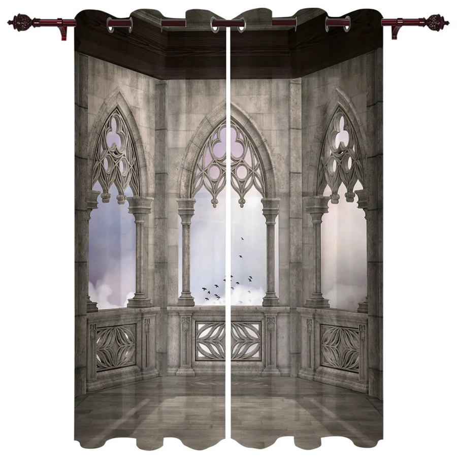Gothic Vintage Dekorative Vorhänge für Wohnzimmer und Schlafzimmer, halbtransparent, Breite: 135 cm, Höhe: 60 cm - Bild 1