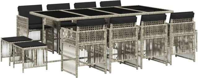 vidaXL 13-tlg Garten-Essgruppe aus PE-Rattan mit Kissen und Hartglas in Anthrazit - Bild 1