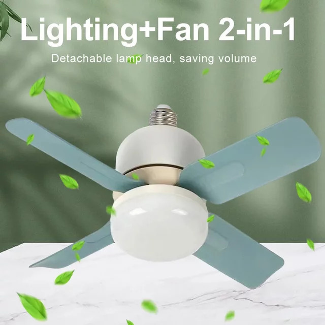 GGbingo Deckenventilator mit LED-Licht und Fernbedienung, E27 Anschluss, dimmbar, Weiß - Bild 1