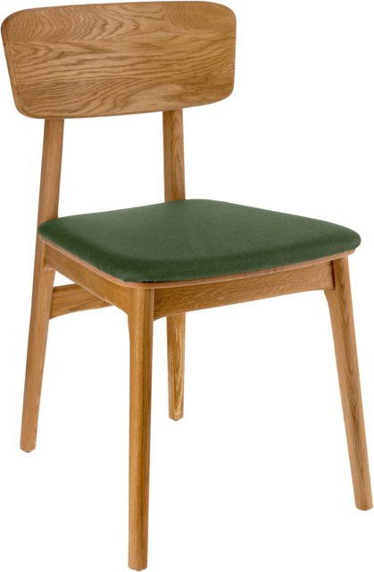 VEGA Stuhl Yorin im skandinavischen Design aus Stoff und Eichenholz, Sitz grün, Gestell braun, 2er Pack, B/T/H: 47 x 55 x 82 cm - Bild 1