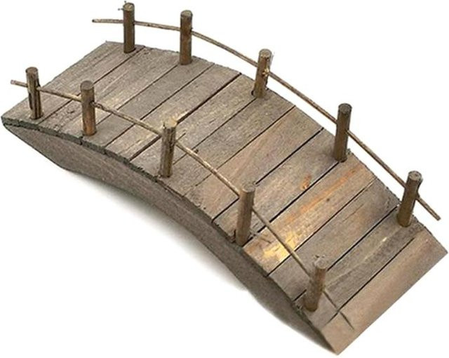 Holz Bogenbrücke mit Geländer Miniatur 1:12 Puppenhaus - Bild 1
