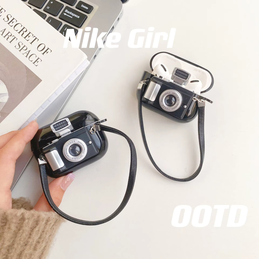 Glänzende Silikon Schutzhülle Clash Kamera für Apple AirPods 1, 2 und Pro sowie AirPods 3 Generation in Schwarz - Bild 2