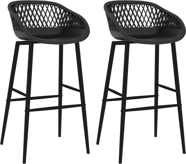vidaXL Barhocker 2er-Set Schwarz aus Metall und Kunststoff im modernen Design - Bild 1