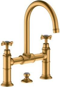 Hansgrohe Axor Montreux Zwei-Griff-Waschtischarmatur in Gold mit Schwenkauslauf und Pop-up-Abfluss - Bild 1