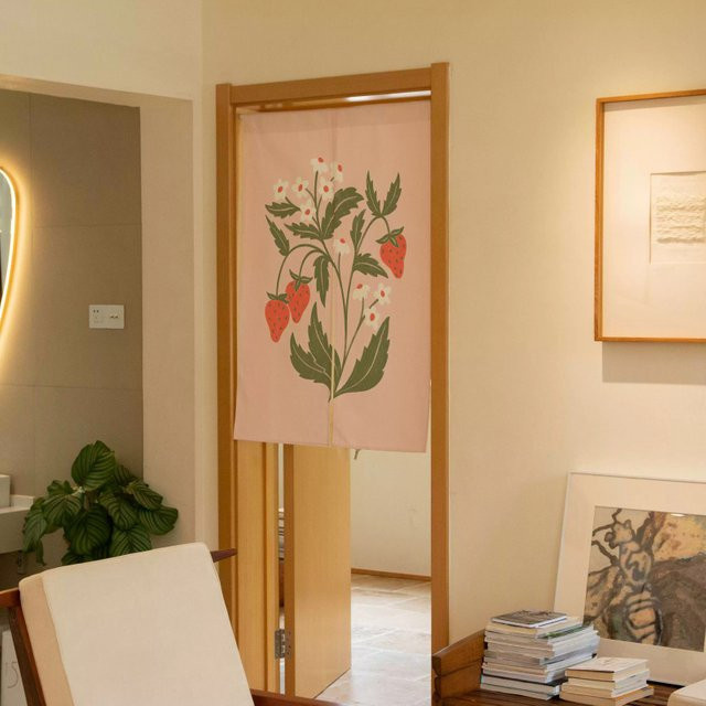 VIKAMA Türvorhang im Landhausstil mit floralem Design, blickdicht, Breite: 90 cm, Höhe: 65 cm - Bild 1