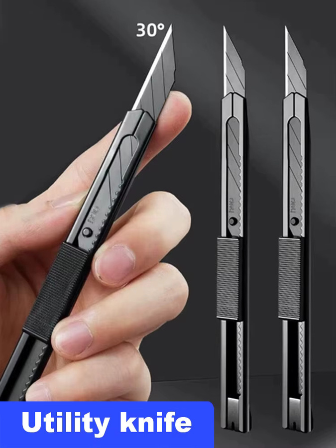 Deli Metall-Universalmesser mit 9mm Klinge aus gehärtetem Stahl als tragbares Bastelmesser zum Schneiden von Papier und Karton - Bild 5