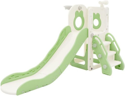 Joyz 3in1 Kinderrutsche Grün mit Spielturm, Rutsche, Basketballkorb und Kletterwand für Indoor und Outdoor ab 3 Jahren - Bild 1